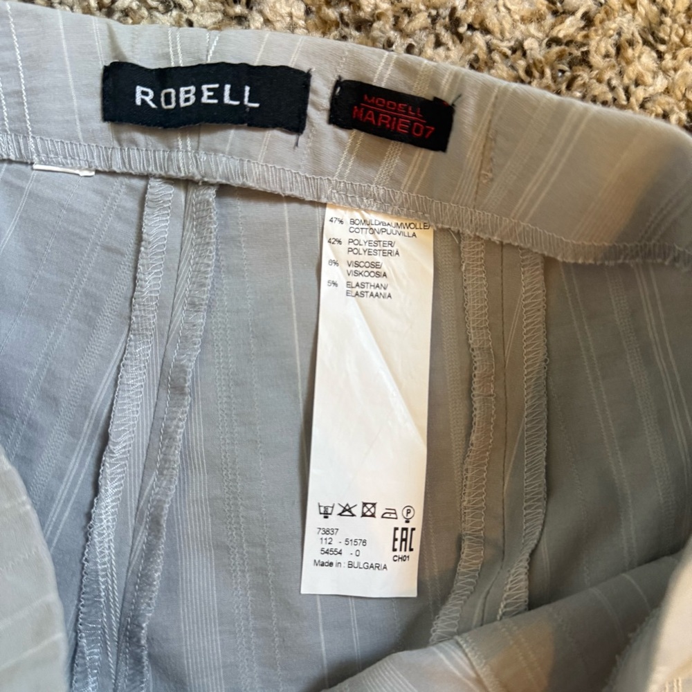 ROBELL Gray White Striped Modell Marie 07 Women’s Crop Trouser Pants Size Small - Picture 6 of 11